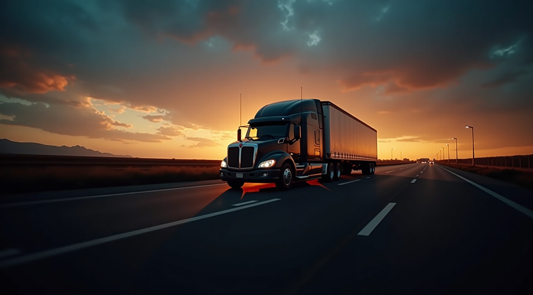 Professional truck on American highway