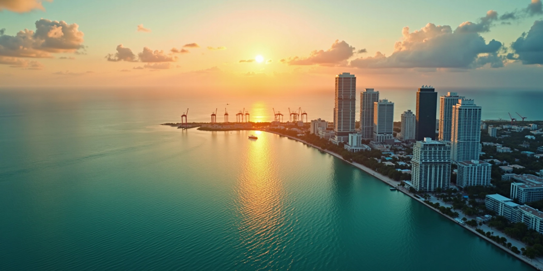 Miami Florida skyline aerial view